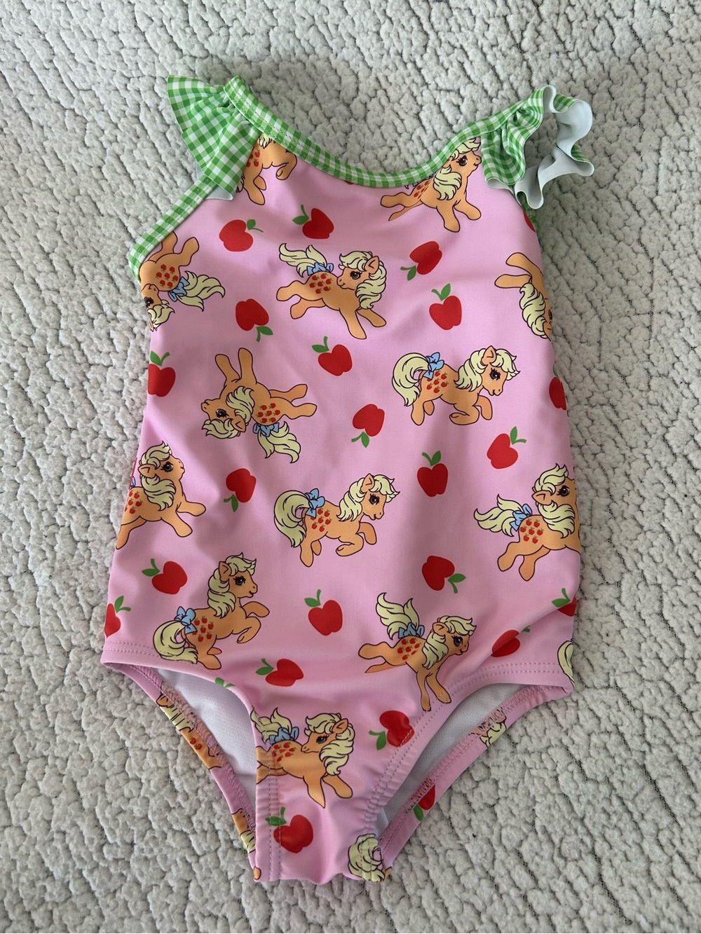 My Little Pony Pink Swimsuit with Green Gingham Trim